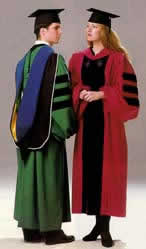 custom doctoral gowns in red and green
