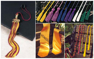Tassels, honor stoles, graduation gown accessories